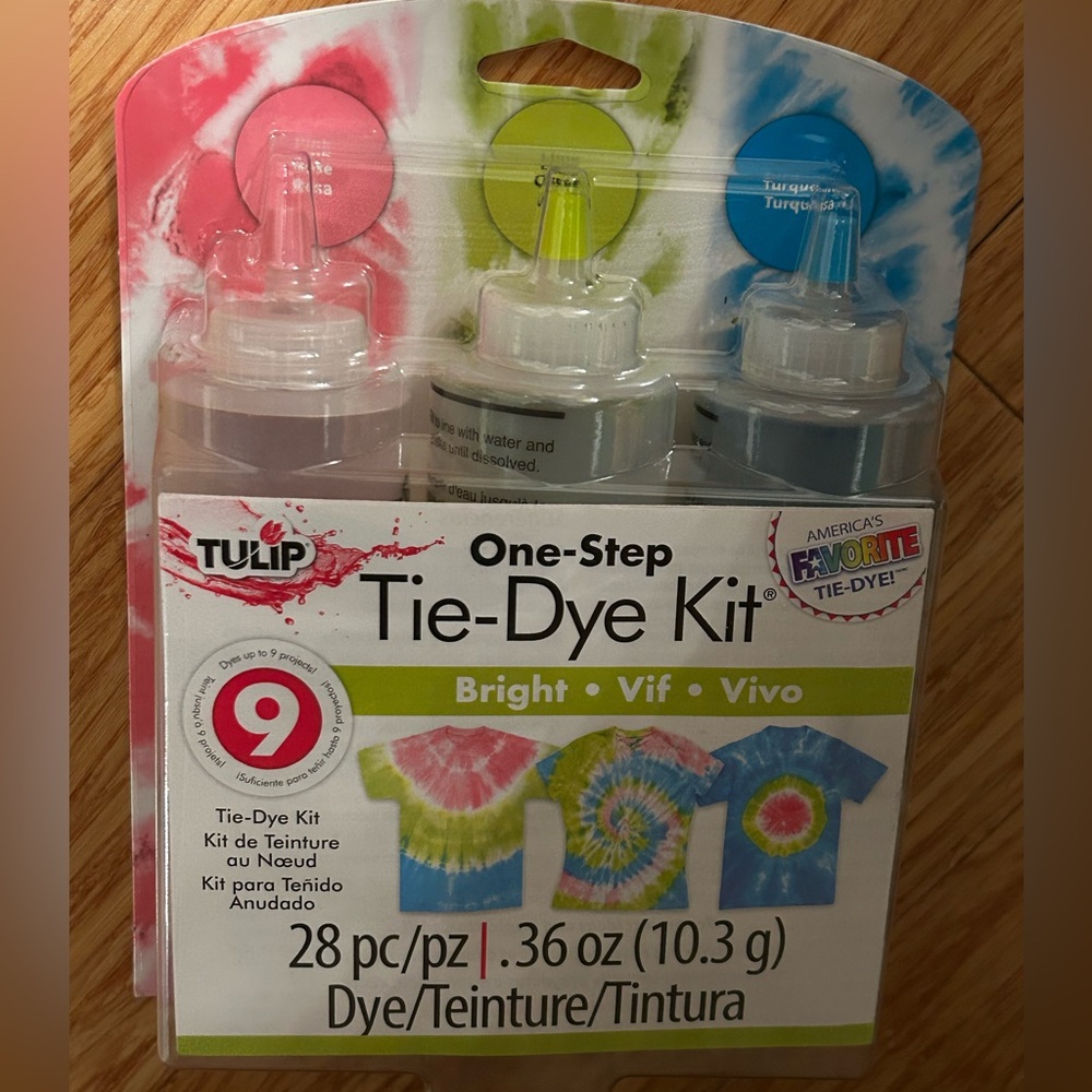 3 colour Tulip One-Step Tie-Dye Kit - pink, turquoise, lime - does 9 pieces